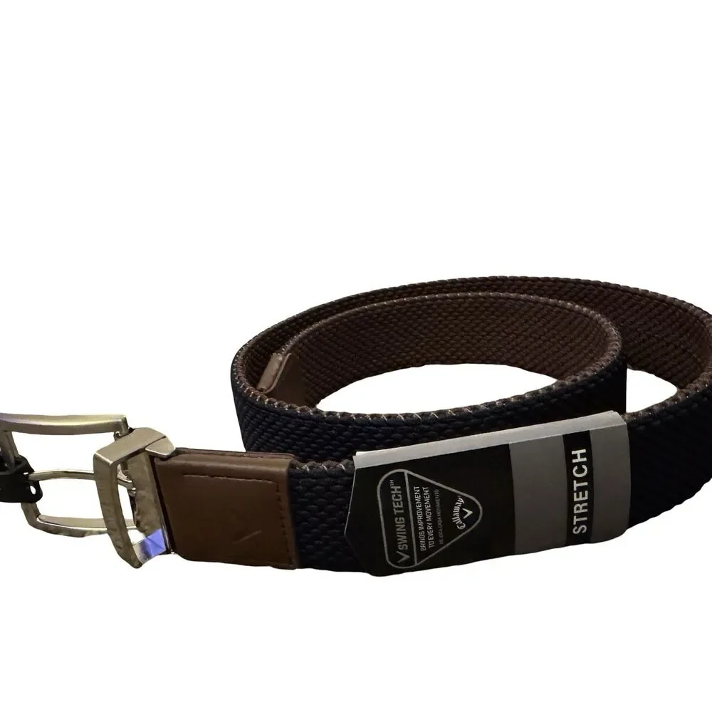 Callaway Swing Tech Reversible Stretch Braided Men Golf Belt Navy 30-32‎ NWT